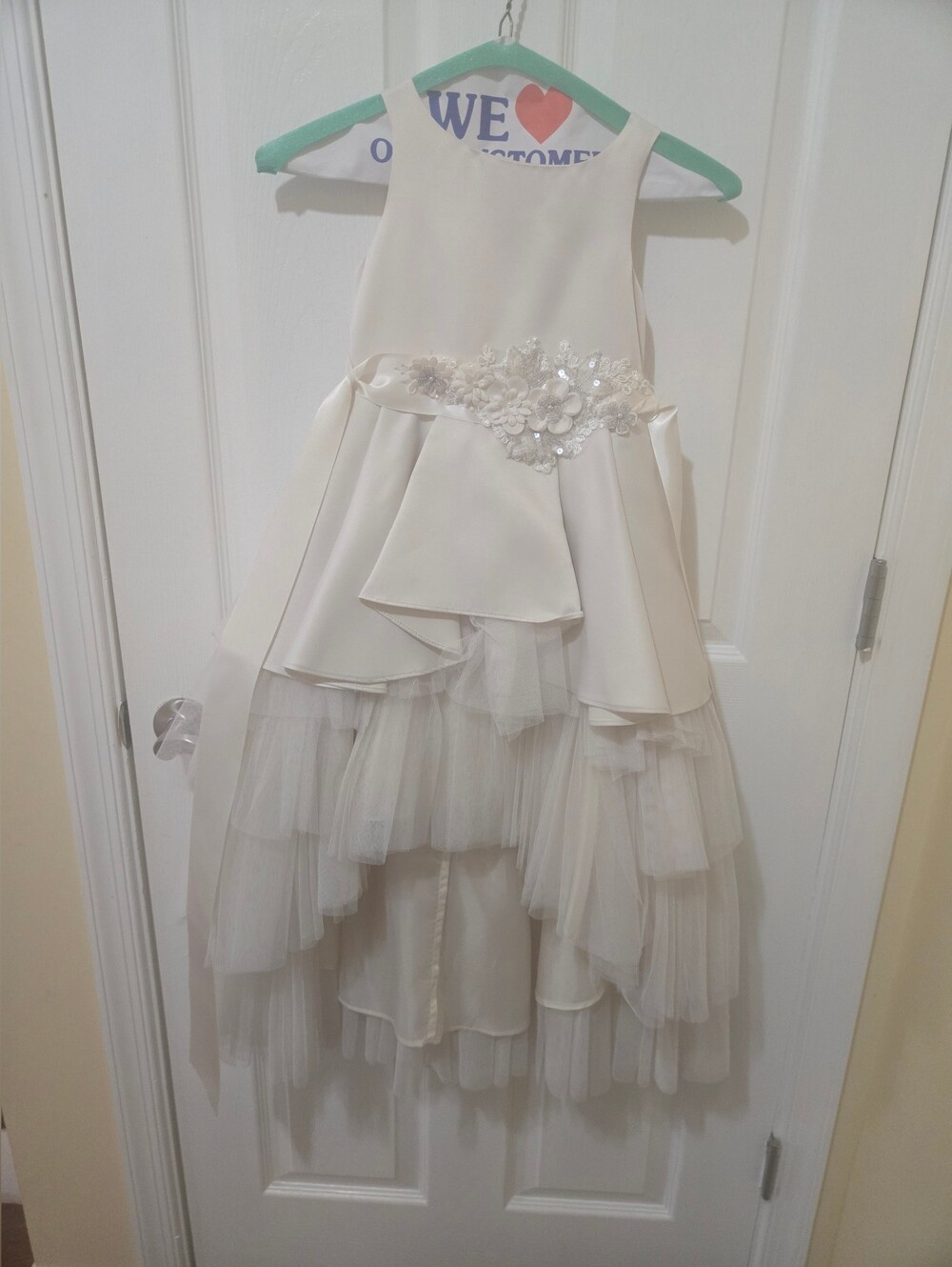 Ivory Flower-Embellished Girls' Party Dress  Chantilly Place